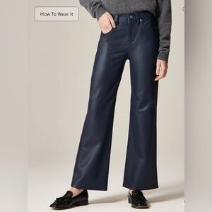 J.Crew Petite Charley kickout cropped pant in faux leather in navy